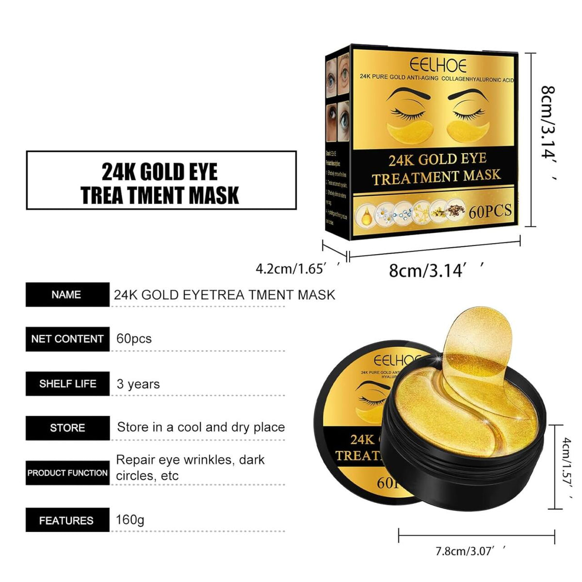 EYEREPAIR ORO 24K – Parches para ojeras (60 uds)