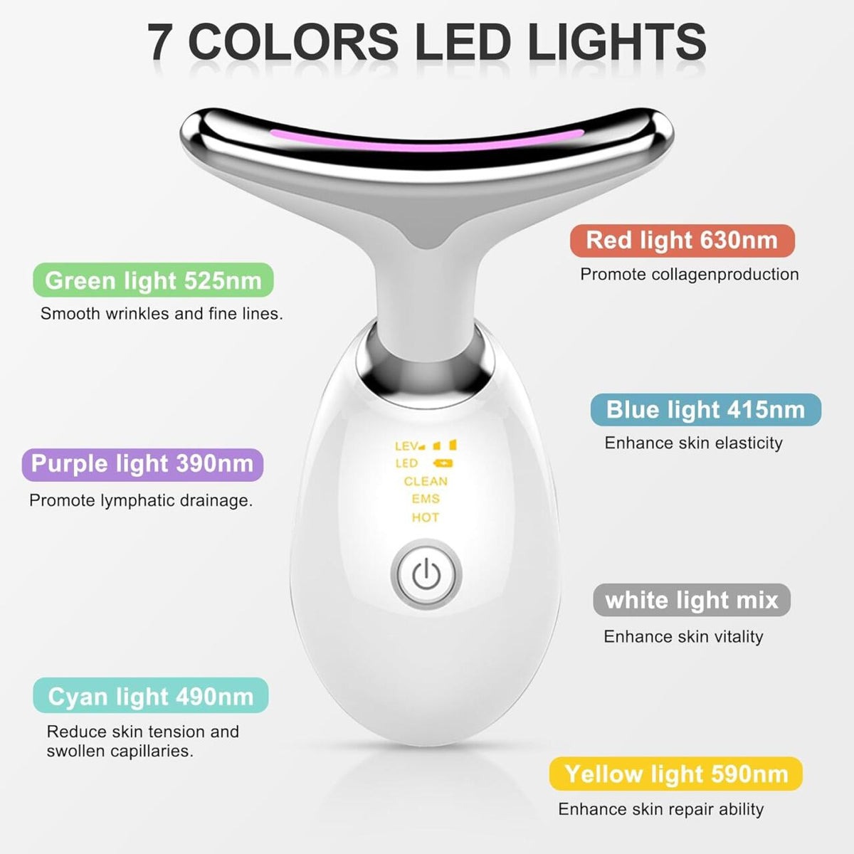 FACEMASSAGE – Masajeador facial con 7 luces LED